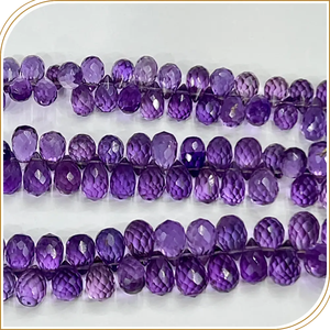 AAA Haute Qualité Naturel Rose Foncé Améthyste Quartz Pierres Précieuses Facettes Briolette Larmes 8 Pouces Strand Taille 5 à 6mm Environ - Product Image 2
