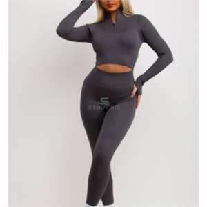 Dos piezas de manga larga de alta calidad, ropa deportiva completamente personalizable, conjunto de gimnasio para mujeres con material de alta calidad con servicio OEM - Product Image 2