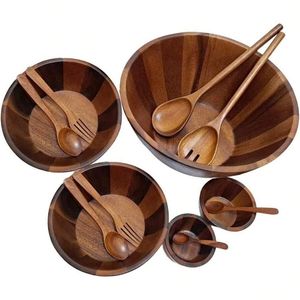 Tazón de masa de madera artesanal versátil hecho a mano para frutas o ensaladas tazón de granja rústico vintage de alta calidad - Product Image 5