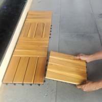 Dalles de terrasse extérieures en bois d'acacia 300x300mm, style moderne, à emboîtement, lisses, antidérapantes, pour jardin, double usage