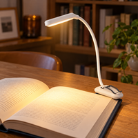 Lampe de lecture LED rechargeable à clip avec batterie 500 mAh, 3 modes de couleur, 5 niveaux de luminosité et col de cygne flexible