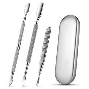 Cuticle Pushers And Undernail Cleaner Tool <b>Kit</b> Stainless Steel Dual Ended <b>Nail</b> Polish Pusher Angled Cuticle Trimmer - Product Image 1