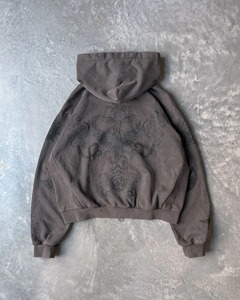Sweat-shirts à capuche vintage en coton délavé au soleil avec double fermeture éclair, imprimés sur mesure, en molleton bouclette, pour hommes, séchage rapide - Product Image 4