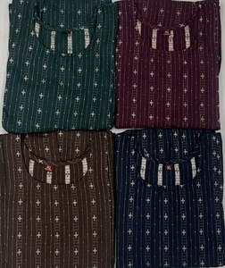 Especialmente hecho para durante el período de maternidad, las mujeres usan tela de algodón puro de Color brillante hasta la rodilla Kurti impreso con trabajo de cinturón - Product Image 6