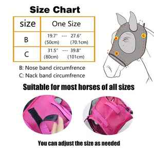 Masque anti-mouches léger et confortable pour cheval avec protection des oreilles, protège le cheval des insectes, de la poussière et des irritants - Product Image 6