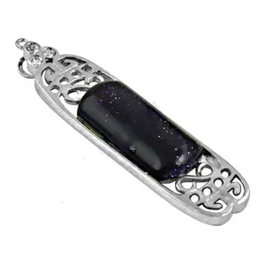 Trendy 925 Silver <b>Necklace</b> with <b>Blue</b> Sandstone Pendant Women's Gift Featuring Alloy Brass Diamond Zircon <b>Heart</b>-shaped Link Chain - Product Image 2