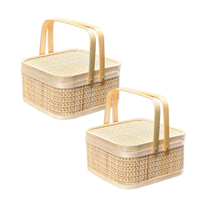 CESTA DE REGALO DE BAMBÚ duradera, sostenible, reutilizable y perfecta para cestas de frutas, picnics o almacenamiento de decoración del hogar - Product Image 1