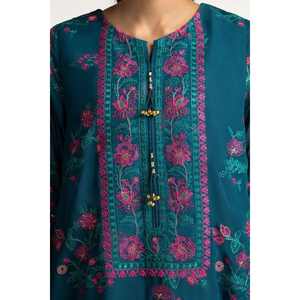 Conjunto de Traje de 3 Piezas en Chifón Bordado Color Verde Azulado para Mujer - Product Image 5