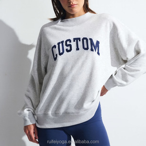 ODM personnalisé éponge française épaule tombante col montant hiver long devant respirant séchage rapide coton de haute qualité col rond surdimensionné - Product Image 1