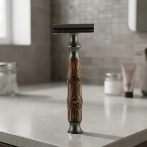Morgans Industries Double Blade Safety <b>Razor</b> with Natural Bamboo Handle for <b>Men</b> Barber Shop Use Reusable Stainless Steel Blade - Product Image 4