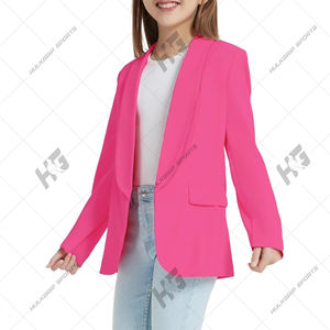 เสื้อเบลเซอร์สีชมพู ผ้าขนสัตว์ทอเนื้อแน่น คอวี ดีไซน์หรู กระดุมเม็ดเดียว แขนยาว กันยับ เหมาะสำหรับใส่ทำงานในออฟฟิศ ทรง 3 มิติ - Product Image 6