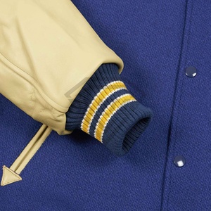 Chaqueta universitaria de manga de cuero hecha a medida de High Street 2025, nuevo diseño de retales de béisbol y bombardero de alta calidad - Product Image 5