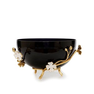 Most Fancy Unique Designer High Standard Quality Metal Made <b>Silver</b> Shiny Mirror Polished <b>Bowl</b> With Flowers & Leaves Designer - Product Image 6