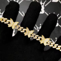 Mejora tu Estilo con Diamantes Moissanite VVS, Plata de Ley 925 con Baño de Rodio, Cadena Cubana con Mariposa, Estilo Hip Hop Unisex