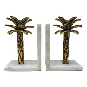 Juego de 2 sujetalibros de piña con acabado dorado de lujo para la decoración elegante de la oficina en casa y la estantería, hechos a mano de La India - Product Image 2