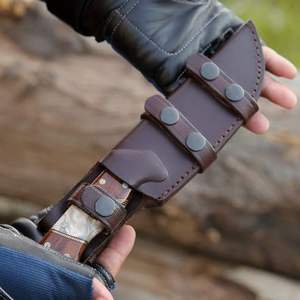 Couteaux de chasse faits à la main en gros, très vendus, en acier Damas, lame fixe, manche en bois, survie en plein air, camping avec étui - Product Image 6