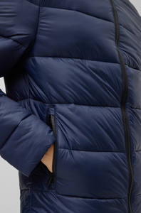 Chaqueta de Plumón con Capucha para Hombre de Alta Calidad, Cuello Alto, Gruesa, Cálida, Color Azul Marino Sólido, Estilo con Cremallera, Ropa de Invierno - Product Image 4