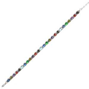925 Sterling <b>Silver</b> Waterway Crystal <b>Bracelet</b> with Small Teardrop Colored Stones Elegant <b>Bangle</b> - Product Image 2
