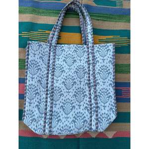 Quilted Cotton <b>Extra</b> <b>Large</b> <b>Tote</b> <b>Bag</b> Eco-Friendly Sturdy Grocery Shopping Shoulder <b>Bag</b> White Gray Dot Reversible Weekender - Product Image 3