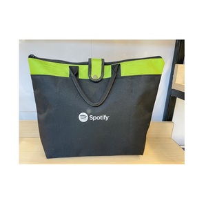 Bolsa de Transporte Plegable de Nailon para Spotify, Económica, con una Sola Cremallera Primaria, Negra con Contraste Verde a los Mejores Precios - Product Image 5