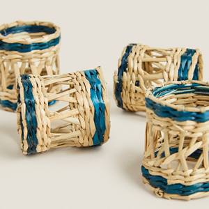 Anneau de frange de serviette en jonc de mer de haute qualité anneaux tissés à la main pour porte-serviettes en osier tissé accessoires de table de noël - Product Image 6