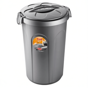 Stefanplast TOM Silver 70500 Waste <b>Bin</b> (46Lt) <b>with</b> Clip <b>Lid</b> 46 Litre Capacity - Product Image 2