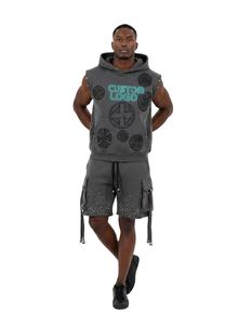 Ensemble court à capuche zippé 100 % coton brodé sur mesure, 2 pièces, pour hommes et femmes, collection 2026 – Meilleures ventes - Product Image 1