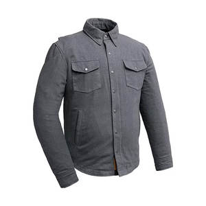 Nouveautés Vestes en jean au design élégant pour hommes Vestes en jean multi-poches à manches longues de couleur unie pour adultes - Product Image 1