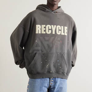 Sudaderas con Capucha de Invierno, Estilo Desgastado, con Logotipo Personalizado, Ropa Casual, Dobladillo sin Rematar, Felpa Ecológica para Hombre 2025 - Product Image 2