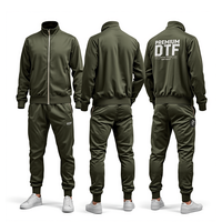 Ensemble survêtement homme vert olive imprimé DTF : sweat à capuche et pantalon de jogging – Tenue décontractée et tendance