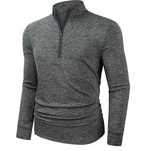 Men's Cationic Quarter <b>Zip</b> Long Sleeve Pullover Soft Stretchy Sporty Running T-<b>shirt</b> for men - Product Image 1