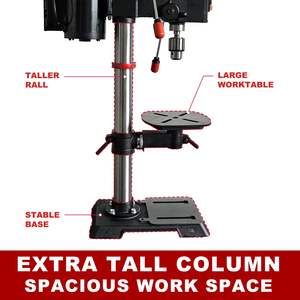 Taladro de Banco de 12'' con Motor de 6 Polos, Velocidad Variable de 3/4HP, Potente, 360-2000 RPM, con Luz Láser para Trabajos Láser - Product Image 3