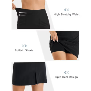 Falda de tenis para mujer con bolsillo Tela cómoda Pantalones cortos integrados y cintura elástica para actividades al aire libre en la cancha - Product Image 5