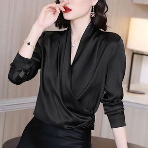 เสื้อแขนยาวสำหรับผู้หญิง, เสื้อลำลองผ้าไหมระบายอากาศได้ดีสวมใส่สบาย - Product Image 6