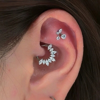Anneau de nez en acier inoxydable 316L style punk avec zircone cubique, boucle fermée, pour septum et daith, bijoux de piercing corporel, fournisseur en gros, usine ODM