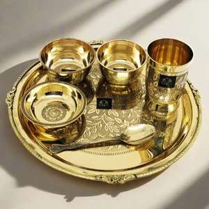 Premium Finish Pure Brass Thali <b>Set</b> with Classic Traditional Style Perfect for Family Dining Hotel and Wedding Gift Purpose - Product Image 5