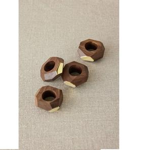 Geometric Wooden Napkin Ring Brass Accent Eco-Friendly Customizable Luxury Modern <b>Table</b> <b>Decor</b> for Dining Wedding <b>Party</b> Setup - Product Image 1