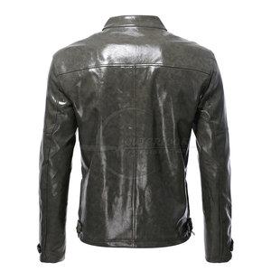 แจ็กเก็ตหนังสำหรับผู้ชายปกเสื้อมีฮู้ดปรับแต่งสีได้ - Product Image 2