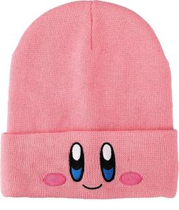 Venta caliente Kirby Winter Beanie Satin Lined Slouch Beanie con dibujos animados Kirby Cara sonriente Bordado Y2K Género Gorros - Product Image 1