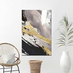 Art abstrait en marbre doré : Décoration murale sur toile imprimée pour espaces modernes, toile enveloppée 1P - Product Image 1