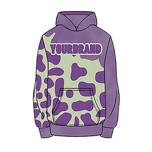 Conjunto de Chándal de Camuflaje Personalizado con Sudadera con Capucha, Pantalones Cortos, Pantalones y Gorro, Ropa Urbana Morada y Verde, Diseño OEM con el Logotipo de Tu Marca - Product Image 3