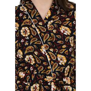 Kimono de algodón Reiner bohemio estampado a mano, vestido de verano con estampado de flores de azafrán negro y diseño de jardín botánico, pareo para traje de baño - Product Image 2