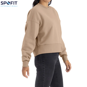 High Quality New Women's 100% Cotton Knitted O Neck <b>Drop</b> Shoulder Casual Custom Stonewashed Acid Wash Winter Street Wear - Product Image 3