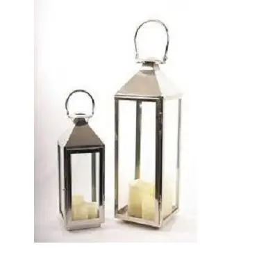 Diseño clásico colgante y grabado vela linterna candelabro de hierro para el soporte de sus velas chapado en oro tamaño ideal decoración del hogar