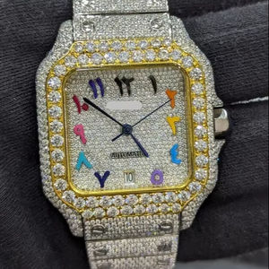 VVS Moissanite GRA ติดเพชรสีรุ้งนาฬิกาข้อมืออัตโนมัติเต็มรูปแบบสำหรับผู้ชายตัวเรือนสแตนเลสขนาด41มม. หน้าปัดกระจกสีขาว - Product Image 1