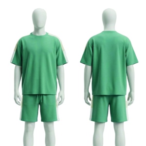 Conjunto deportivo de dos piezas con logotipo personalizado bordado: camiseta y pantalones cortos holgados para hombre, ropa deportiva de gimnasio, camiseta de verano con pantalones cortos. - Product Image 1