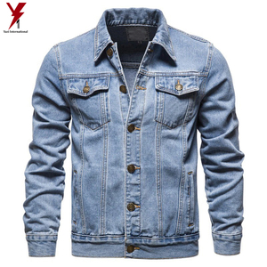 Chaquetas de mezclilla de primavera para hombre, chaqueta vaquera informal de Color sólido con un solo pecho, chaquetas ajustadas de algodón para hombre - Product Image 2