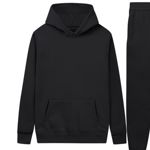 <b>Black</b> Pullover <b>Hoodie</b> Tracksuit With Jogger Pants For Men <b>Women</b> Winter Casual Sportswear Wholesale Factory OEM Custom Logo - Product Image 2