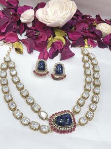 สร้อยคอทองคำชุบคุณภาพพรีเมียมประดับด้วยคันดัน ดีไซน์งดงาม พร้อมต่างหูเข้าชุด สำหรับงานแต่งงาน คอลเลคชั่นสำหรับผู้หญิง - Product Image 4