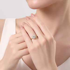 Bague de fiançailles et alliance en argent avec moissanite de 2,00 carats, taille ovale, sertie pavé, forme florale de luxe, par Black Pearl Jewels, pour femme - Product Image 4